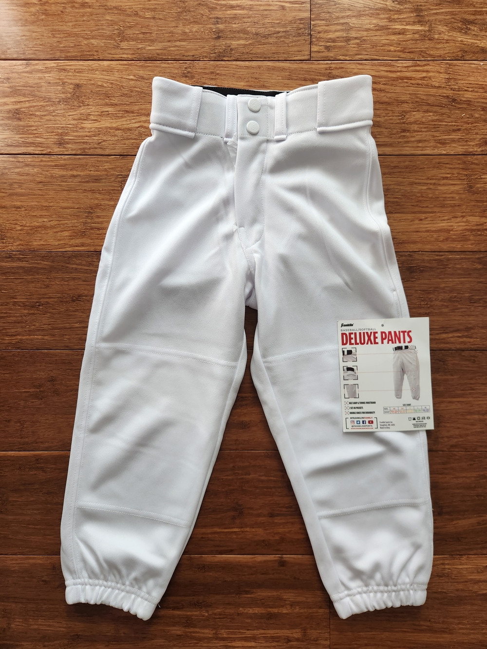 Franklin Deluxe Kids Baseball Softball Pants in Knicker Style White Youth XS